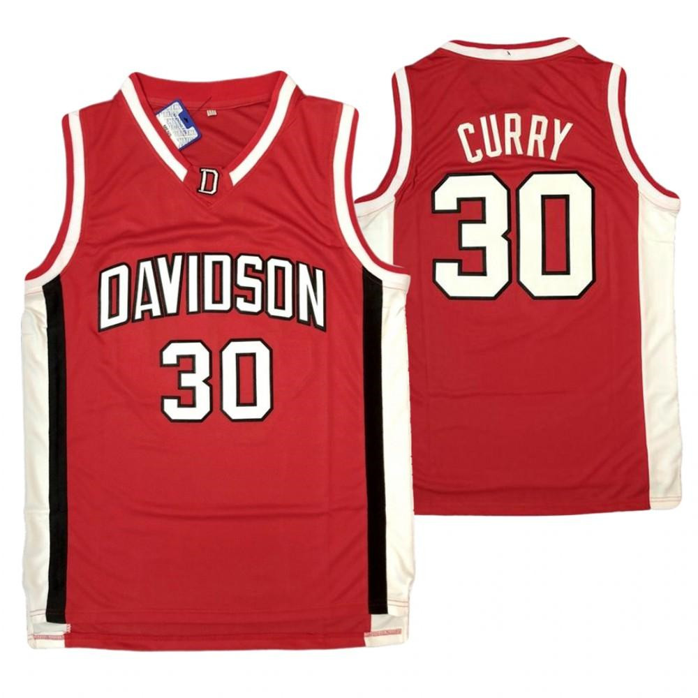 Men's ADavidson Wildcats #30 Stephen Curry Red stitched NCAA Jersey